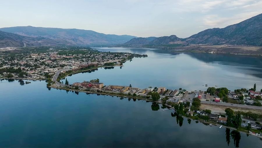 Aerial view of Osoyoos and Osoyoos Lake